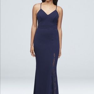 Lace Racerback Scuba Crepe Mermaid Gown 